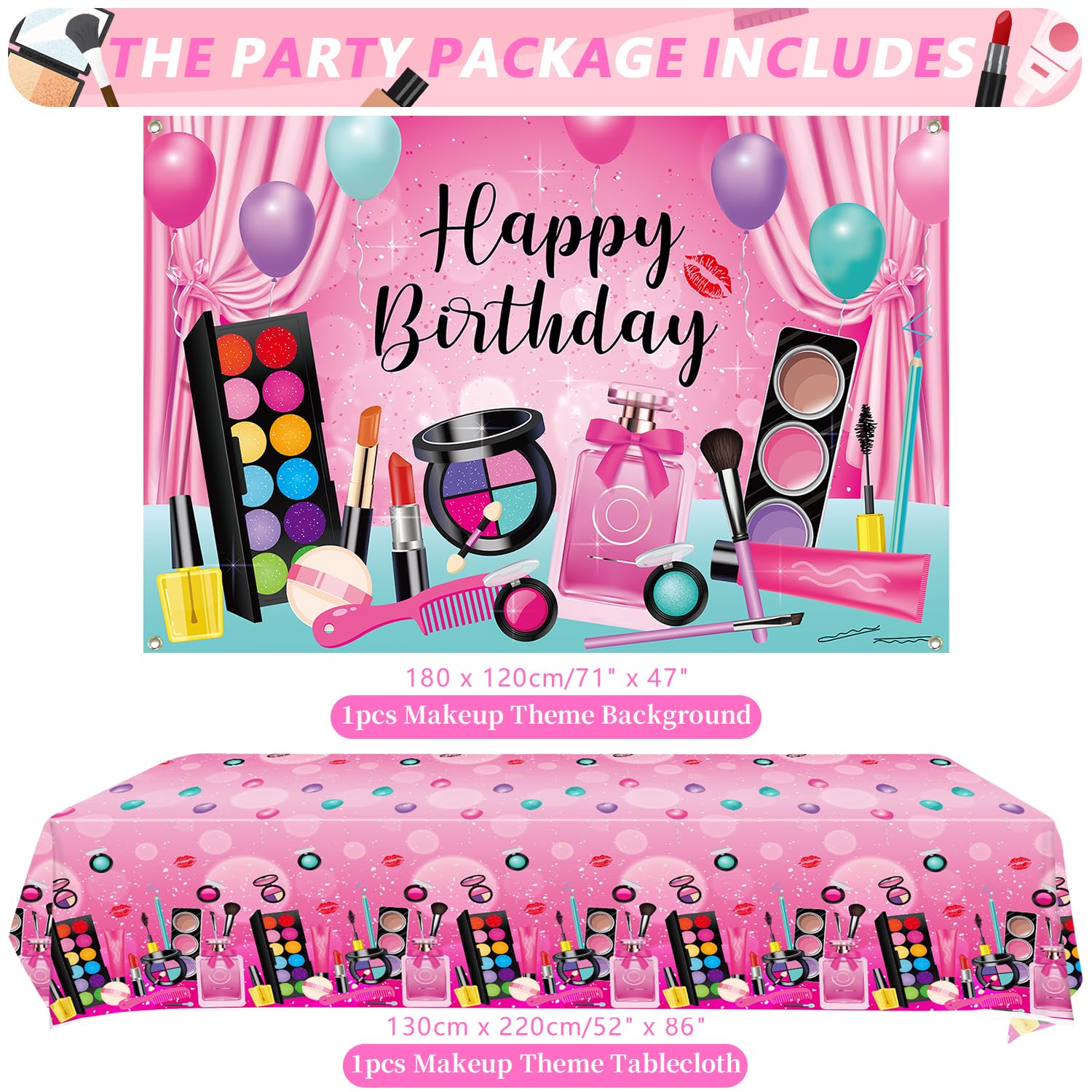 Set Decorazioni Compleanno Halloween Rosa E Nero – Banner, Palloncini, Topper Per Torta - 4