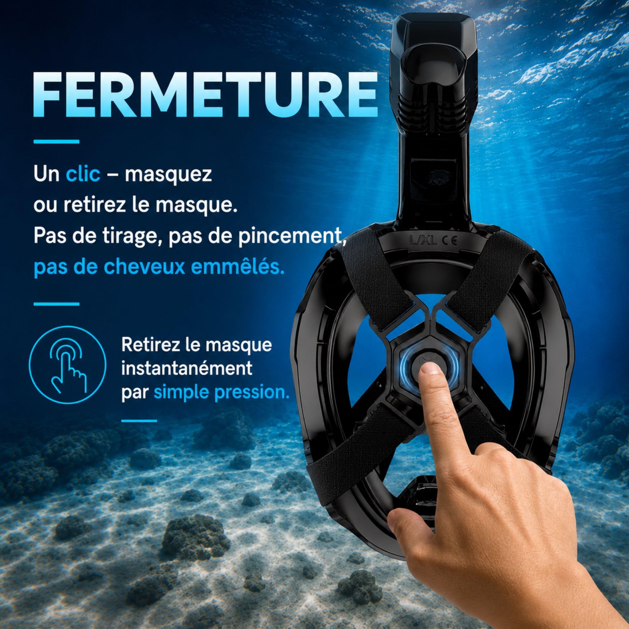 Khroom Masque Intégral de Plongée Adulte Équilibrage Seaview Pro Plus | CO2 testé sûr | Poche nasale en silicone | Vision panoramique 180° | Système Dry-Top anti-eau | Support caméra inclus