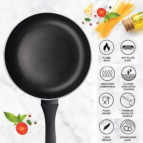 Miniatura 3 de Milton Sartén antiadherente de 8.5 pulgadas. Sartén grande para tortilla de huevo, panqueques. Sartén de fondo plano para utensilios de cocina de
