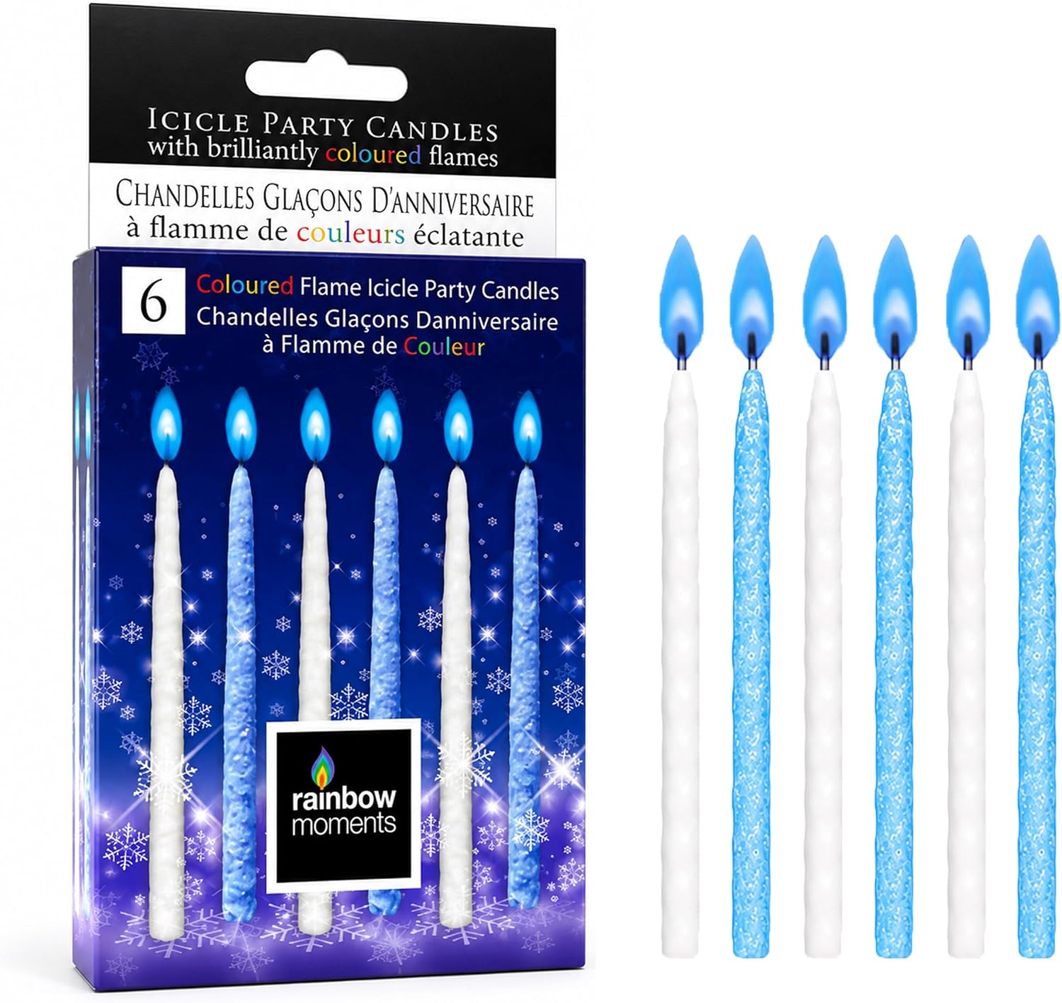 Frozen Icicle Birthday Candles, Blue Flame, 6 Pcs for Cake