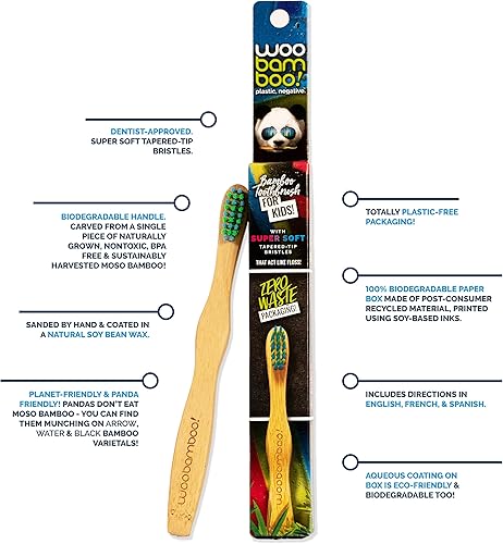 Miniatura 3 de Woobamboo Cepillo de dientes para niños súper suave, (paquete de 6)