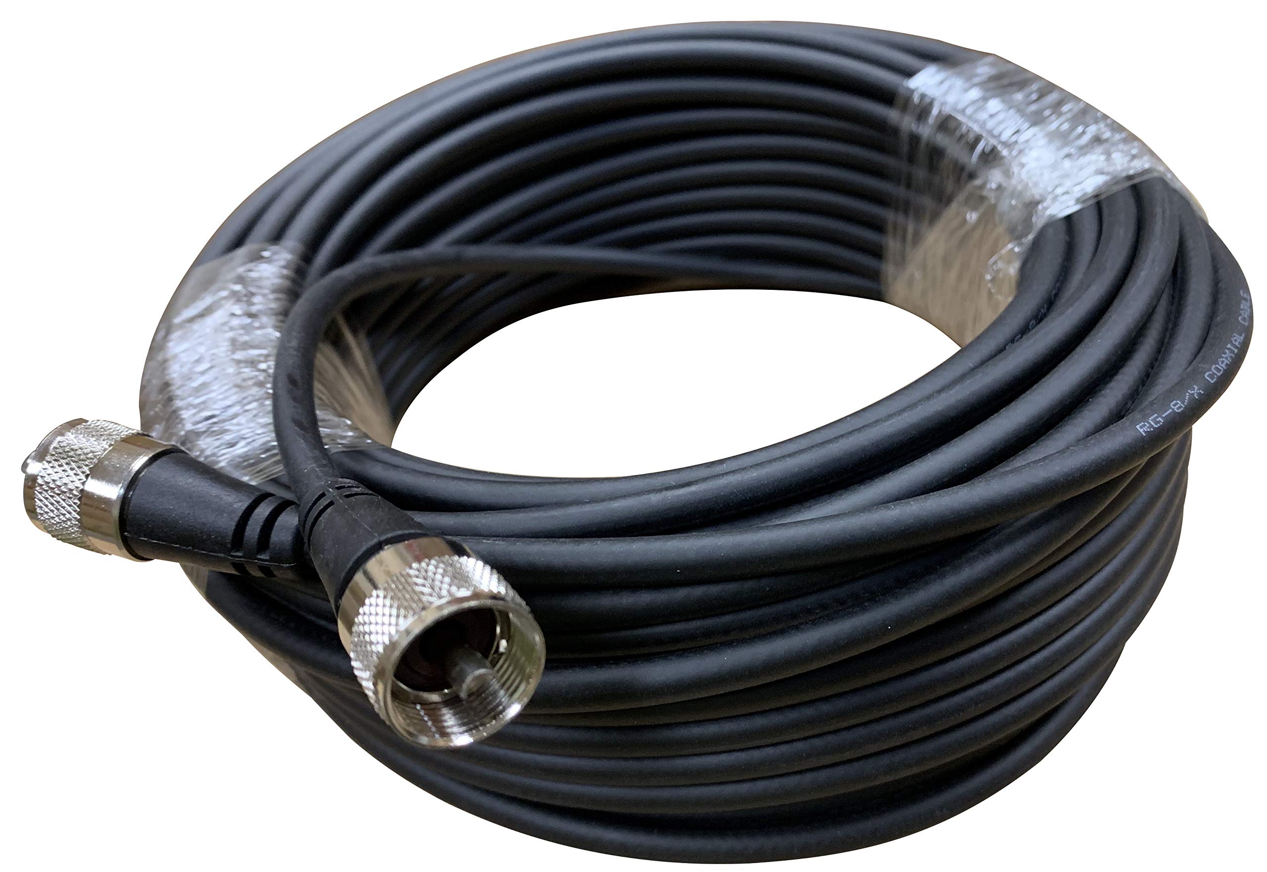 Harvest 100 ft RG8X Mini 8 Black Cable with PL 259 Connectors for CB/Ham/Scanner