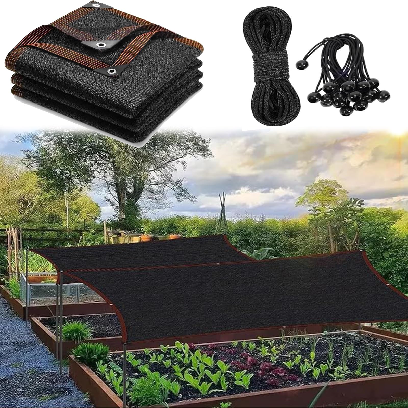 Bâche en maille anti-UV 2,7x2,7 m et filet d'ombrage pour brise-vue extérieur
