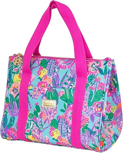 Miniatura 2 de Lilly Pulitzer Bonita bolsa de almuerzo para mujer, bolsa de mano aislada de gran capacidad, mini hielera con bolsillo de almacenamiento y correas