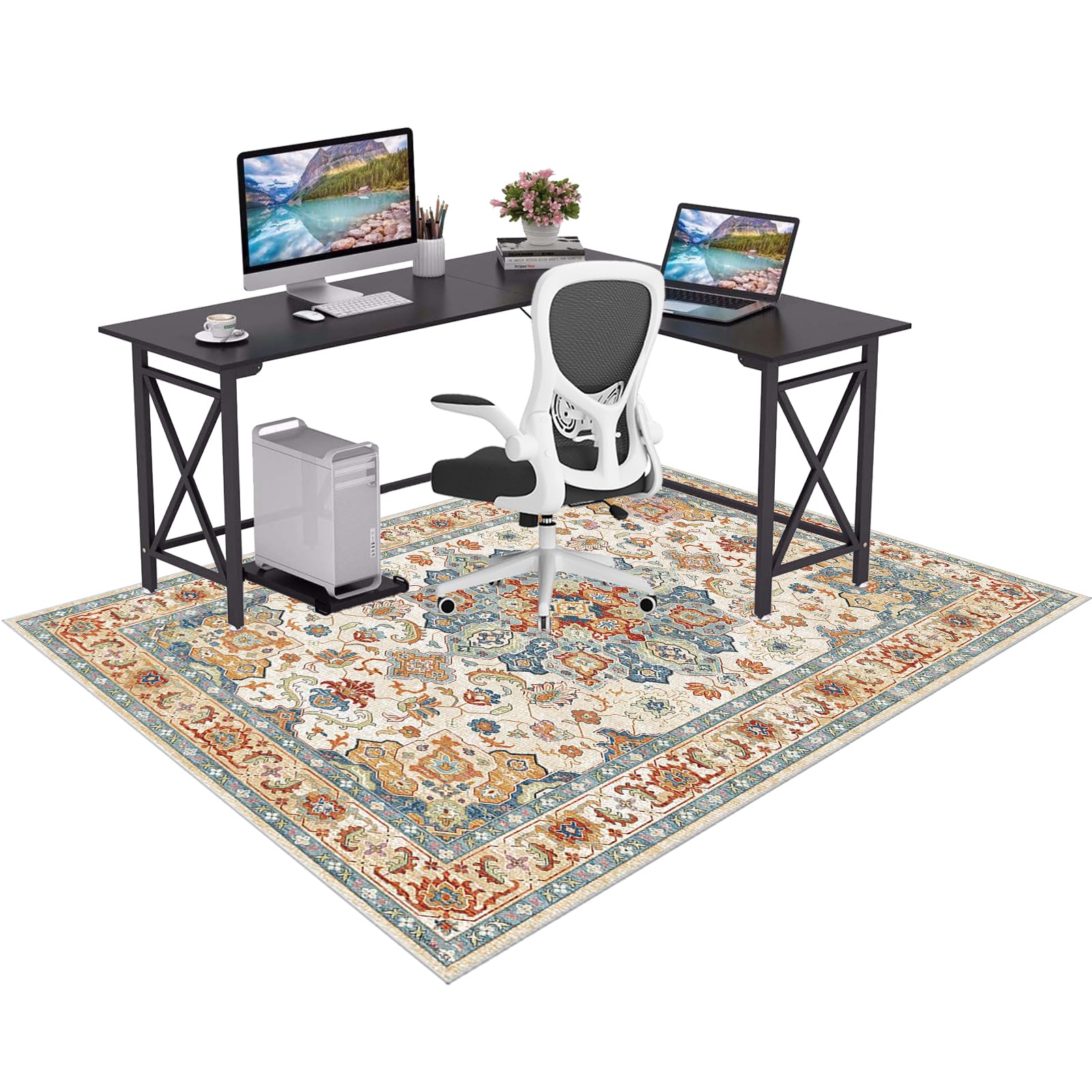 GmyoieqI Carpet Office Chair Mats Computer Floor Mat Large Non-slip Rubber Back Gaming Chair Mat for Home Office Desk Multi-Purpose Surfaces Floor Protectors for Carpets and Hard Floor 100 x 140 cm