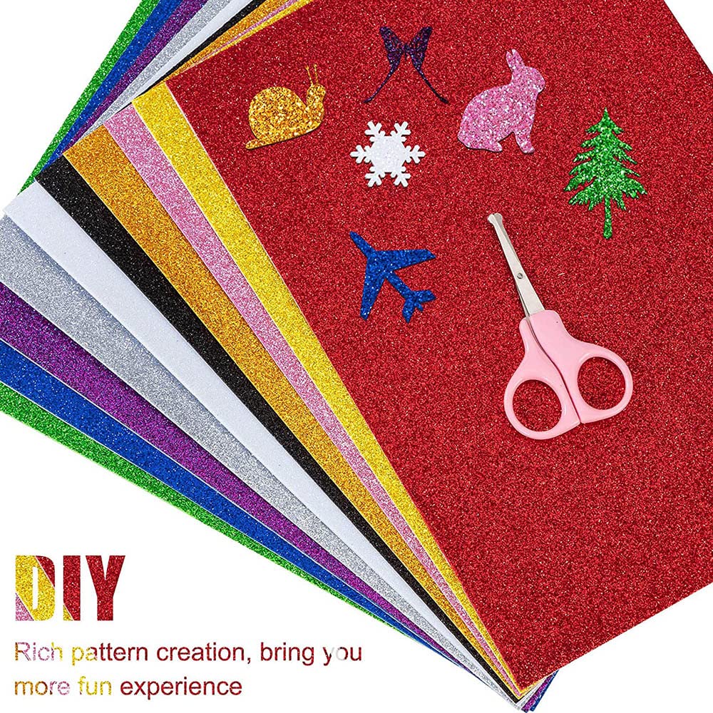 Kit Scrapbooking Fai Da Te - 12 Stampini Goffratori + 10 Fogli Carta Glitter A4 | Per Biglietti E Decorazioni