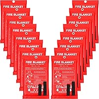 Jerify 16-Pack 47x47 Inch Fire Blankets - Flame Retardant Fiberglass for Kitchen, Grill & Home Emergency Fire Suppression (Red)
