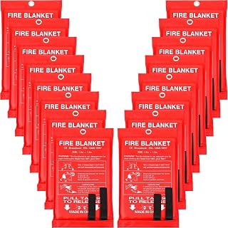 Jerify 16-Pack 47x47 Inch Fire Blankets - Flame Retardant Fiberglass for Kitchen, Grill & Home Emergency Fire Suppression (Red)