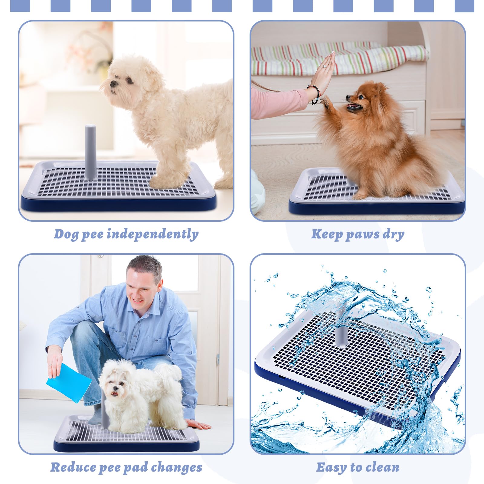 Paterr 2 Pack Dog Potty Training Tray, Pee Pad Holder, Easy to Clean