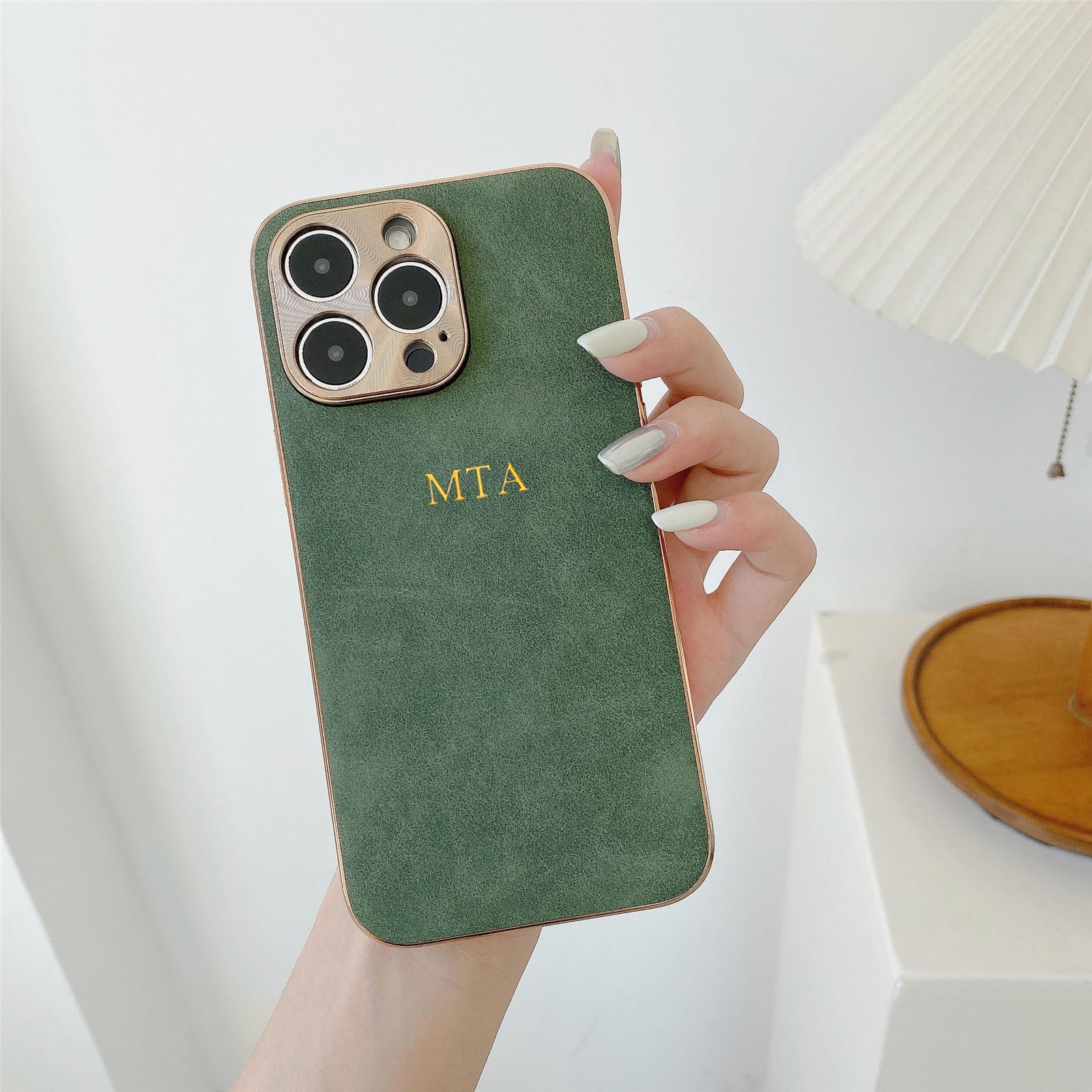 ZIPULIS Personalisa Gold Silver Initials Lambskin Leather Case for iPhone 17 11 13 12 15 14 Pro Max 17air 15 14 Plus Cases Luxury Suede Hard Lens