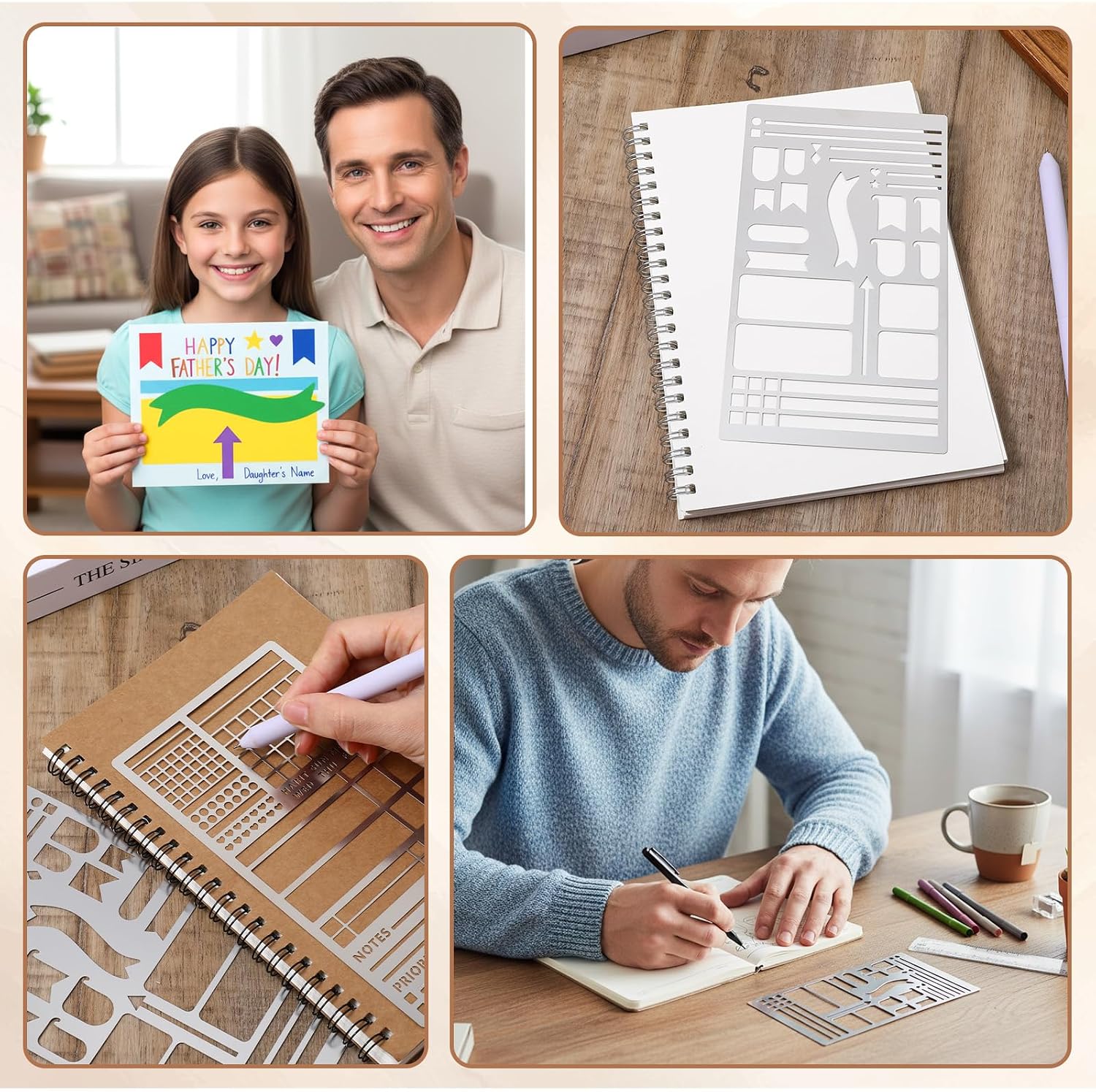 2 PCS Metal Journal Stencils for Dotted Journal Supplies Reusable 7x4.02 in image 5