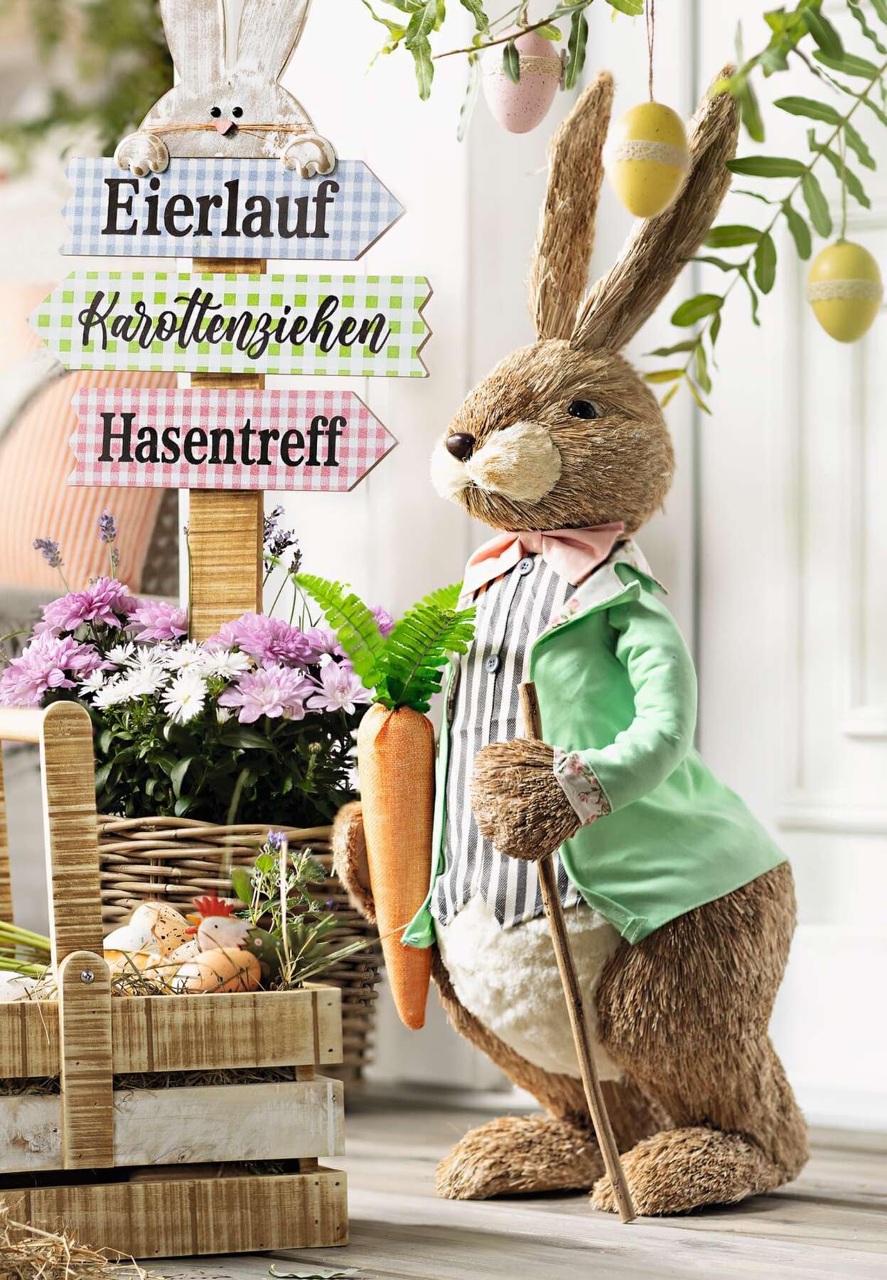 Dekoleidenschaft große Dekofigur Herr Hase 75 cm hoch, Osterhase, Osterdeko, Hasendeko