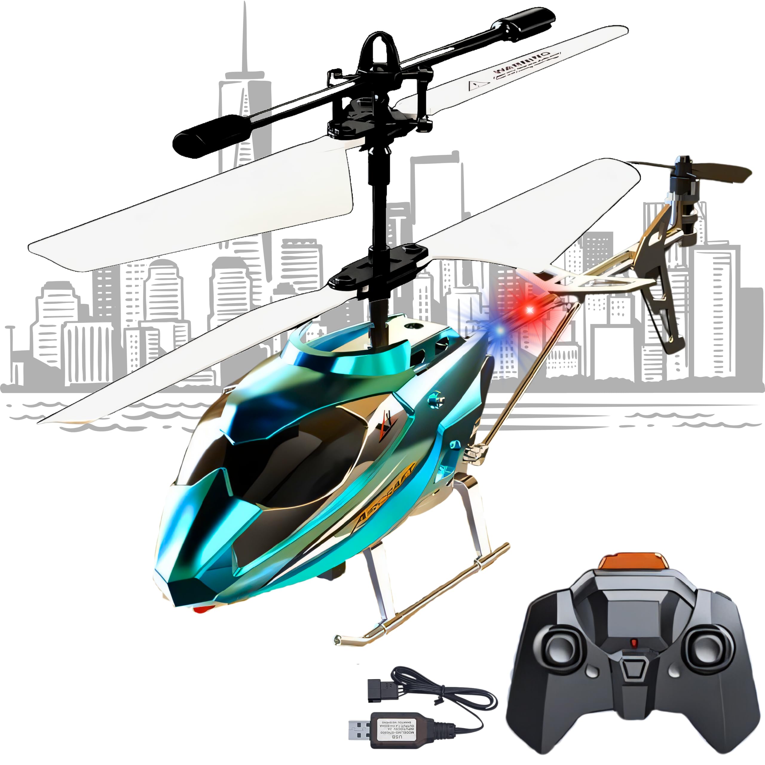SGM XK913-X RC Helicopter | 3.5Ch Helicopter Remote Control 2.4 GHz Operation | LED Lights | Fall Resistant- USB Charging for Boys/Girls (Blue)