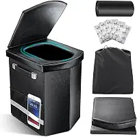 Sckee - Vaso Sanitário Portátil XL para Adultos, 42 cm de Altura, com Tampa e Bolsa de Transporte, Preto Escuro