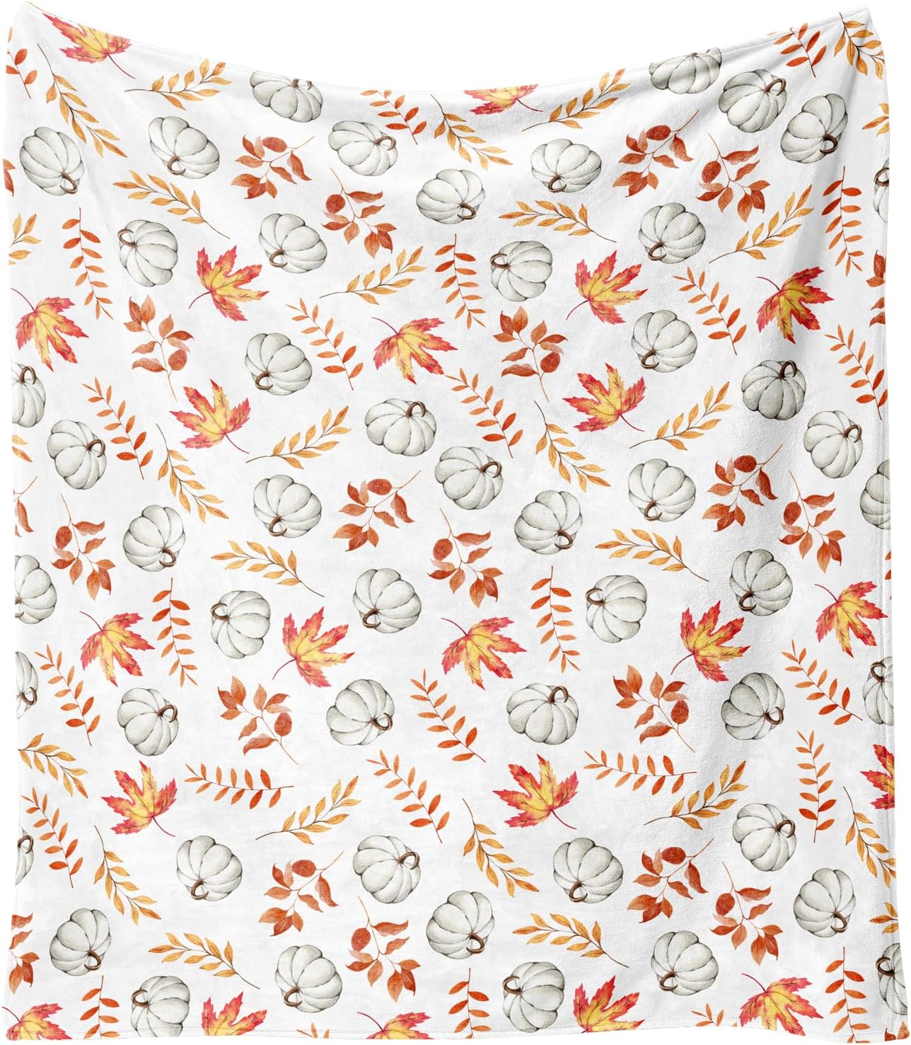 Fall Thanksgiving Blankets,Pumpkin and Maple Leaf Farmhouse Blanket Throw,Thanksgiving Fall Flannel Fleece Throw Blanket for Home Living Room Couch Bed Chair or Dorm Decor 60"x50"