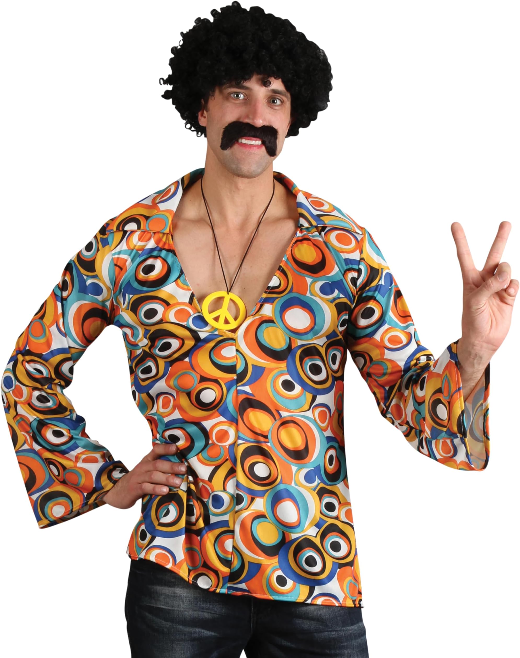 Adult Mens Groovy Hippie Shirt Fancy Dress Costume
