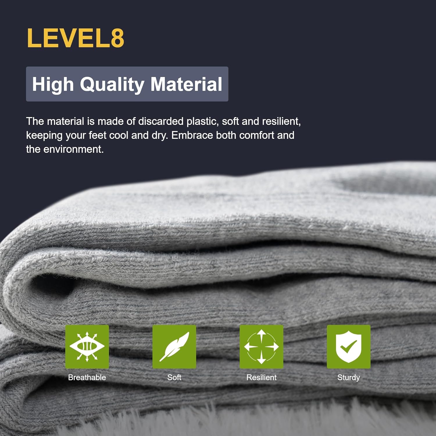 LEVEL8 Mens Work Crew Socks, Comfy Mid Calf Dress Socks, Moisture Wicking, Running and Exercise, 6 Pairs - Image 6