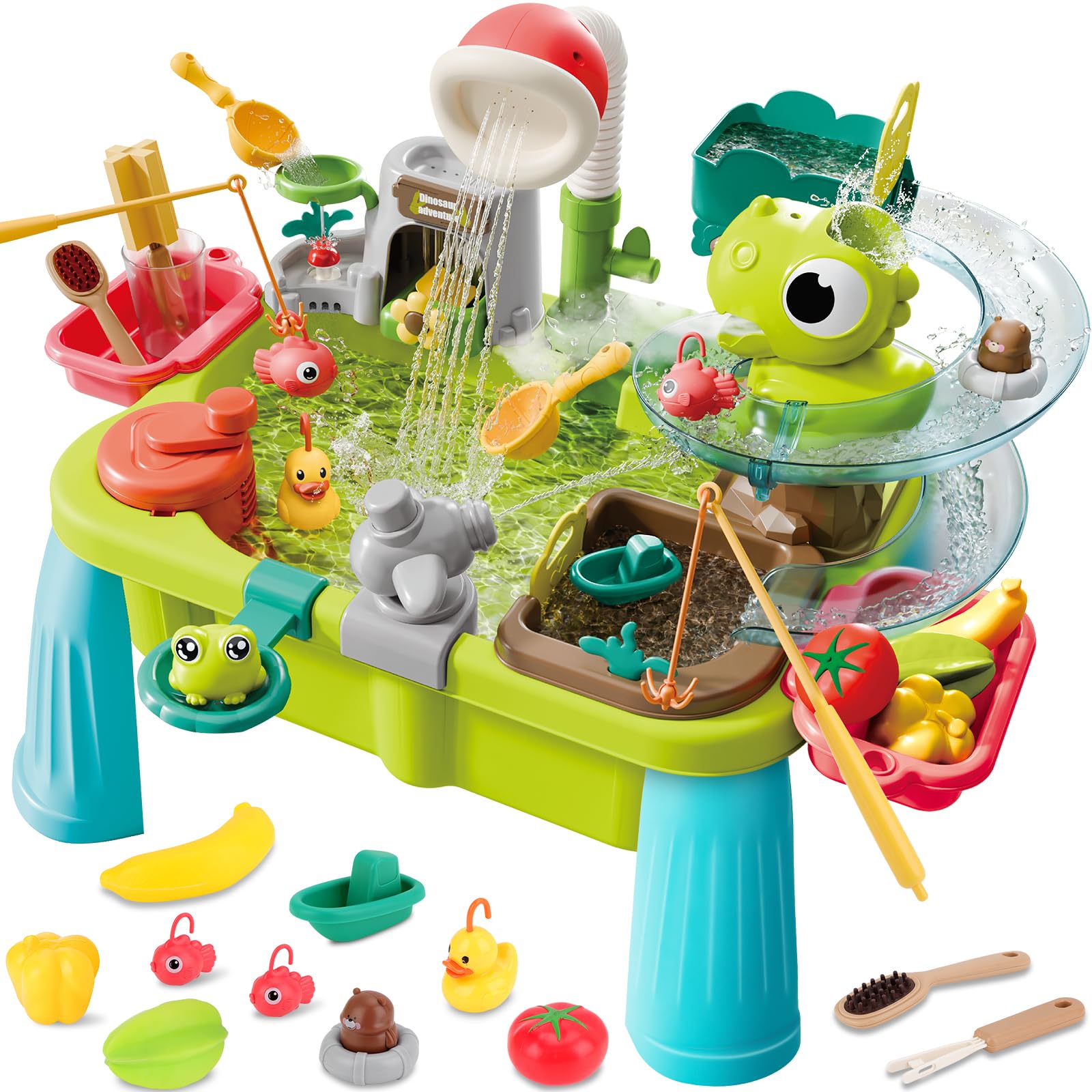 Toddler Water Table with Pump, Kitchen Sink, Outdoor Play Toy for Kids 3+