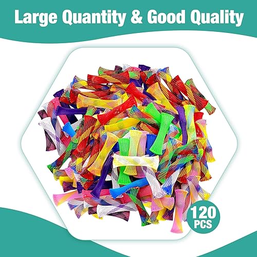 Miniatura 4 de YUQILIN 120 juguetes para ansiedad de malla con canicas a granel, para aliviar el estrés, sensoriales, coloridos, para niños y adultos, con TDAH,