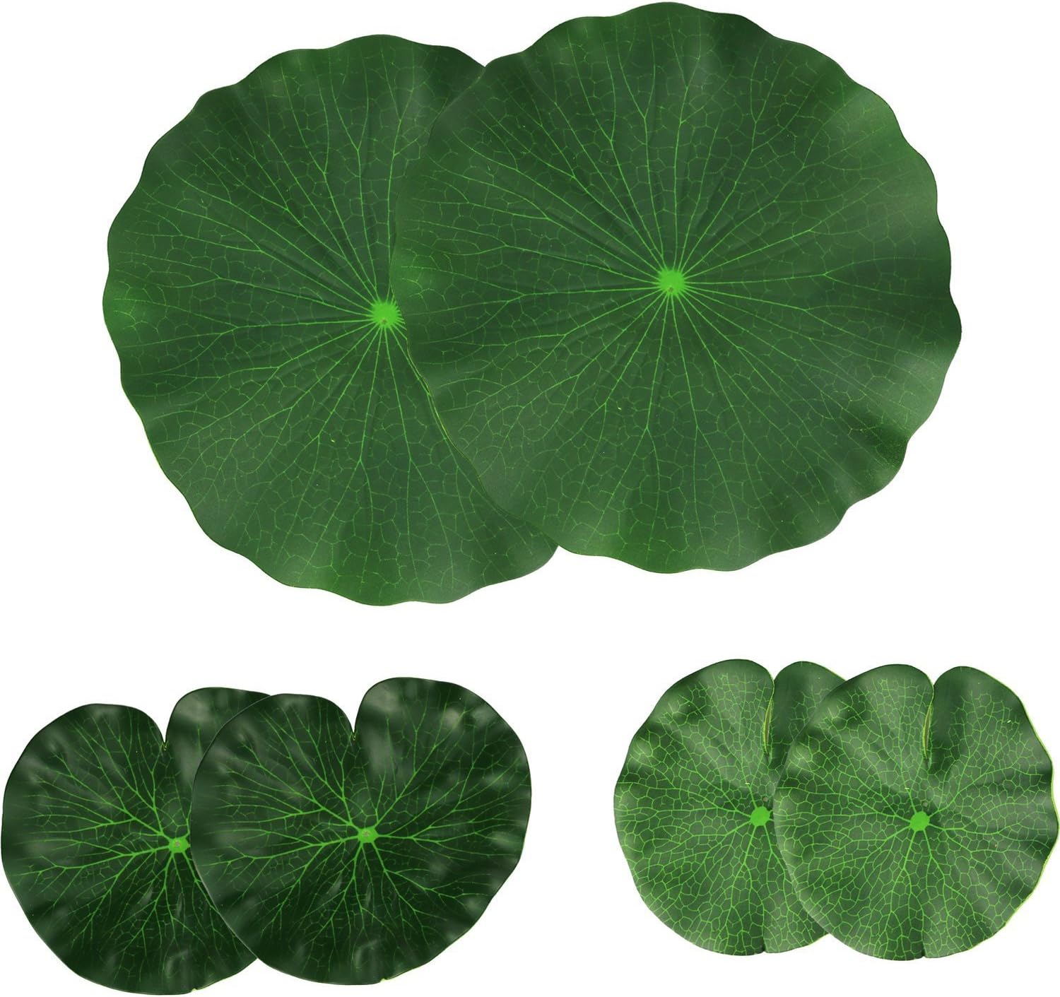 Vpsan Artificial Floating Foam Lotus Leaves Artificial Foliage Pond Decor Pack of 6 (30cm+18cm+15cm, Pack of 6)