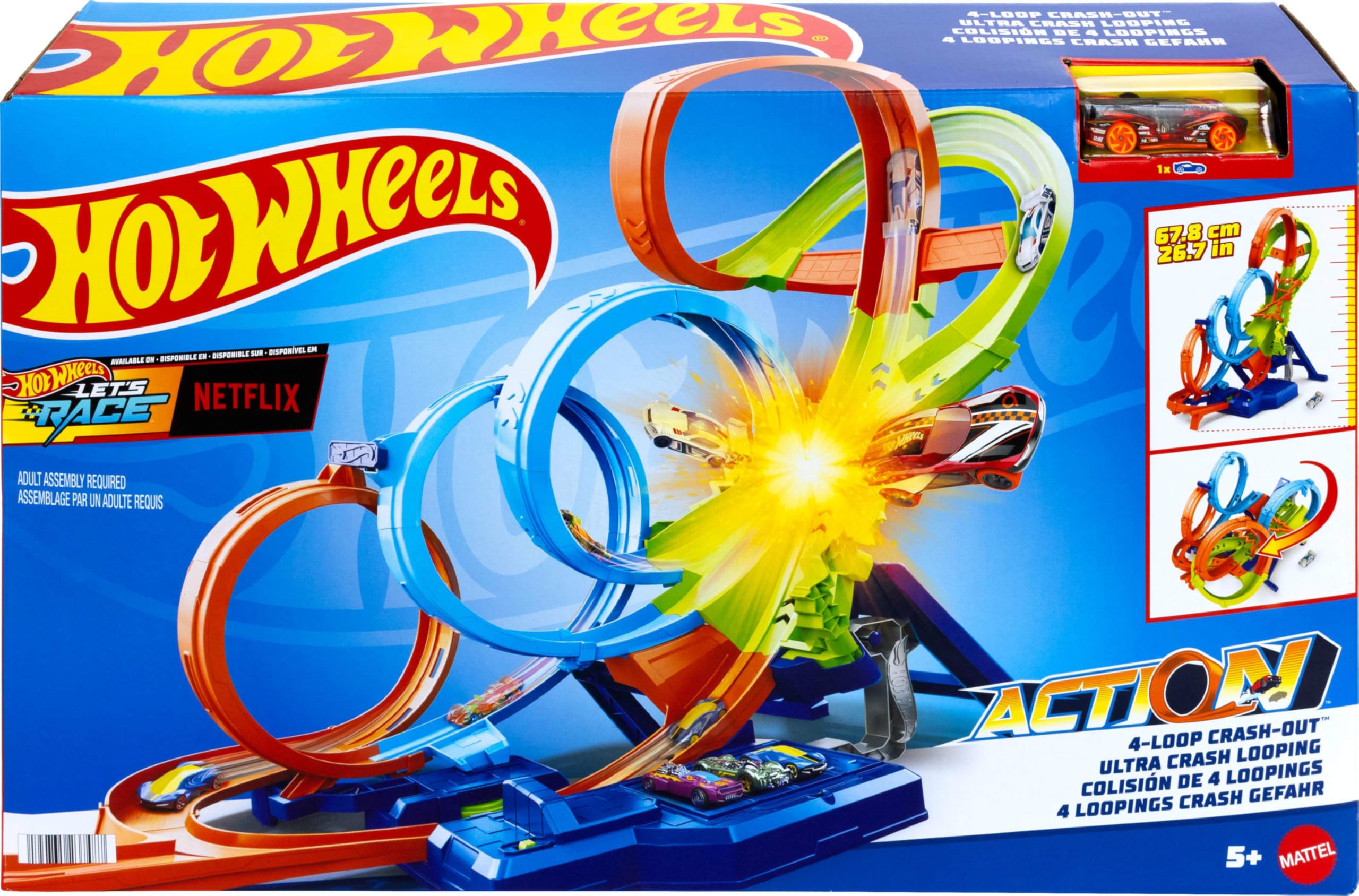 Amazon.com: Hot Wheels Track Set with 4 Loops, 3-Way Crash