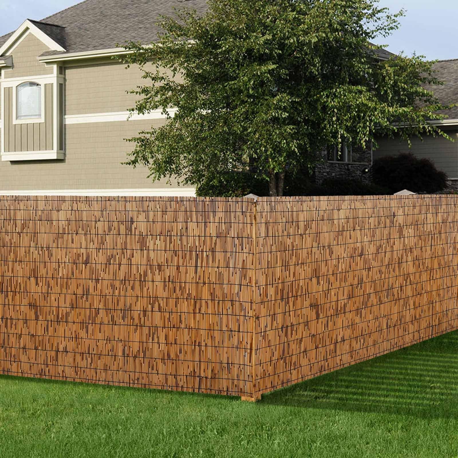 Rollo de valla de bambú natural de 50160 cm de alto y resistente, de madera para jardín, piscina, patio y terraza, fácil de instalar, 110 x 500 cm