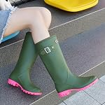 Rain Boots Womens Waterproof Superior Anti-Slip Feature Rubber Rain Boots PVC Garden Rain Boots & Shoes Comfort Outdoor Work Fishing Shoes