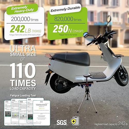 Miniatura 4 de STEP2GOLD Ta-Da - Silla portátil, bastón de senderismo portátil, bastón plegable con asiento, bastón con silla, silla plegable, aluminio ligero,