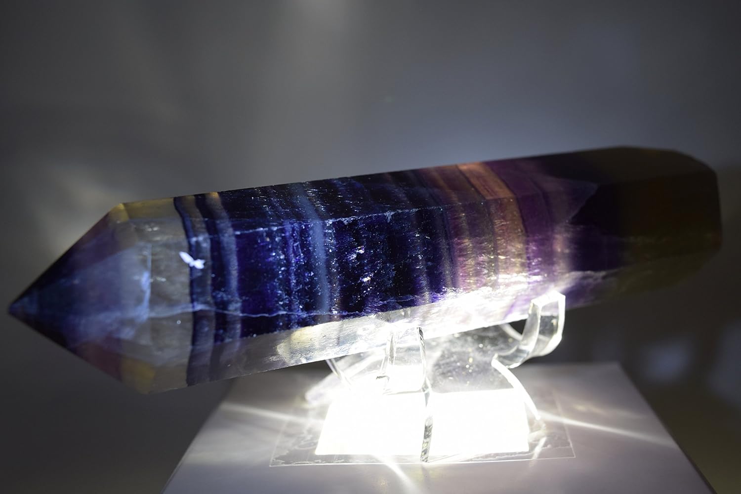 HQRP Long 5.6" Fluorite Point Multicolor Natural Banded Quartz Crystal Wand Polished Mineral Stone Stick