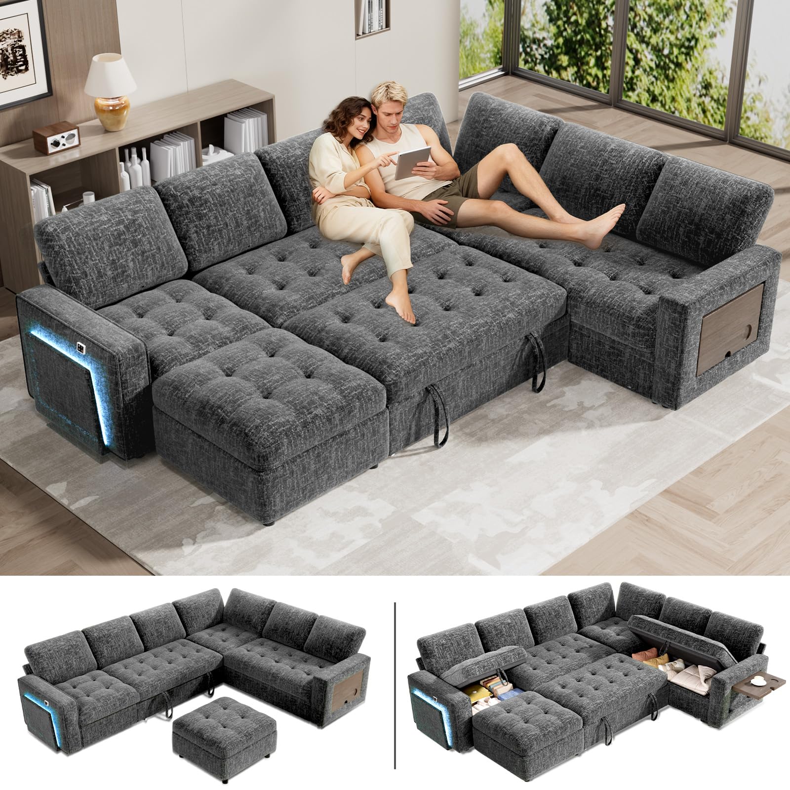 WEUP 7-Seat L-Shaped Sectional Sleeper