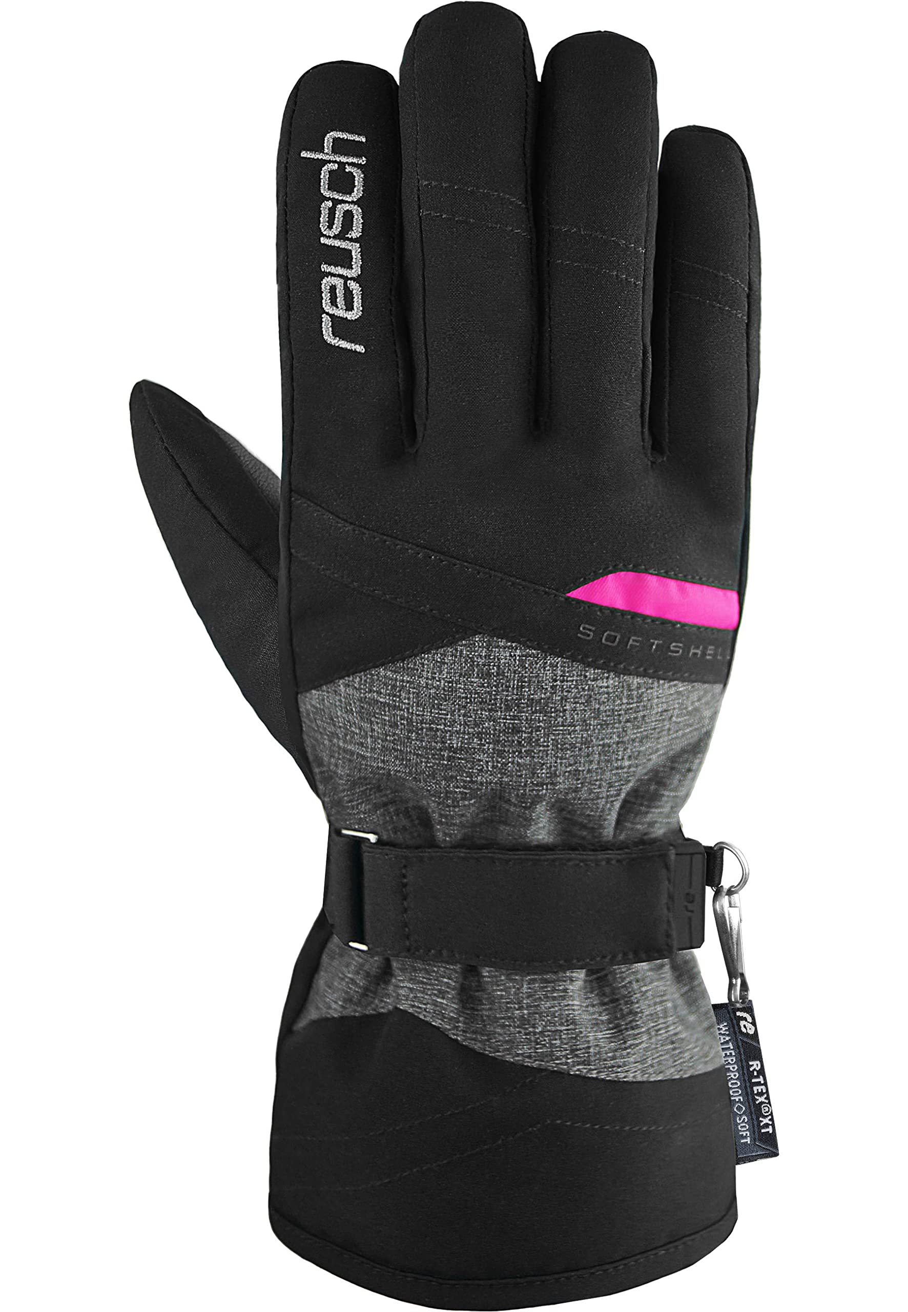 Reusch Damskie rękawiczki z palcami Hellen R-TEX XT, 7771 blck/blck melang/pink glo, 8