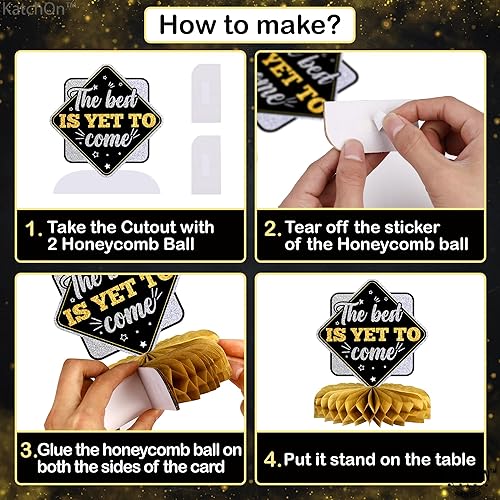 Miniatura 3 de KatchOn, Decoraciones de centros de mesa de nido de abeja de Año Nuevo, paquete de 9  Suministros para fiesta de Año Nuevo 2024  Centros de mesa NYE