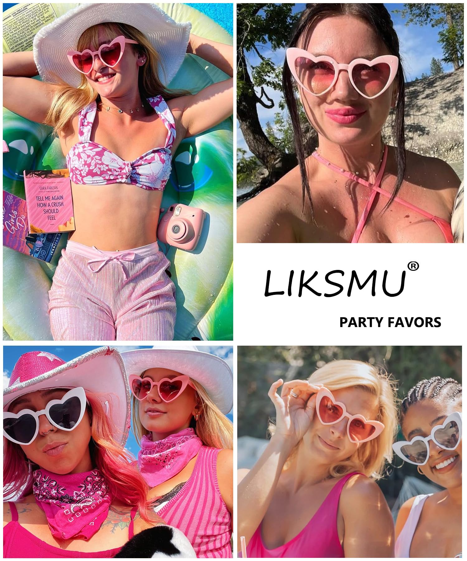 LIKSMU Okulary przeciwsłoneczne w kształcie serca dla kobiet modne kocie oko miłość okulary przeciwsłoneczne vintage piękne retro urocze okulary przeciwsłoneczne