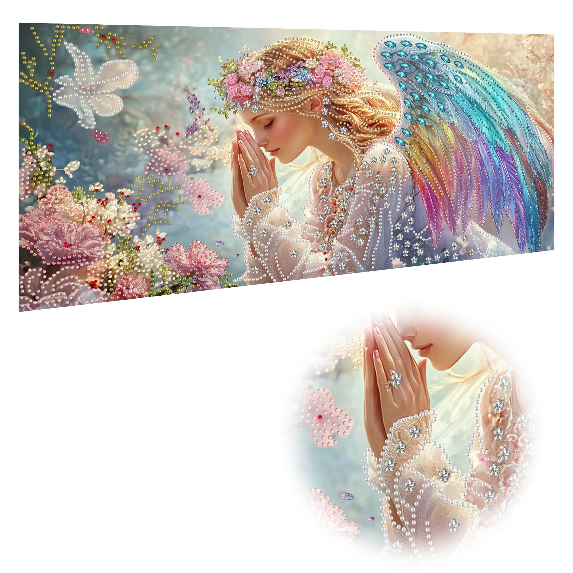 Reofrey Spezialform Diamond Painting Erwachsene Groß XXL Engel, Dril Diamant Painting Bilder Set Schönheiten, Kreuzstich Erwachsene Stickerei Crystal Strass Foto Craft Für Wall Home 30x60cm