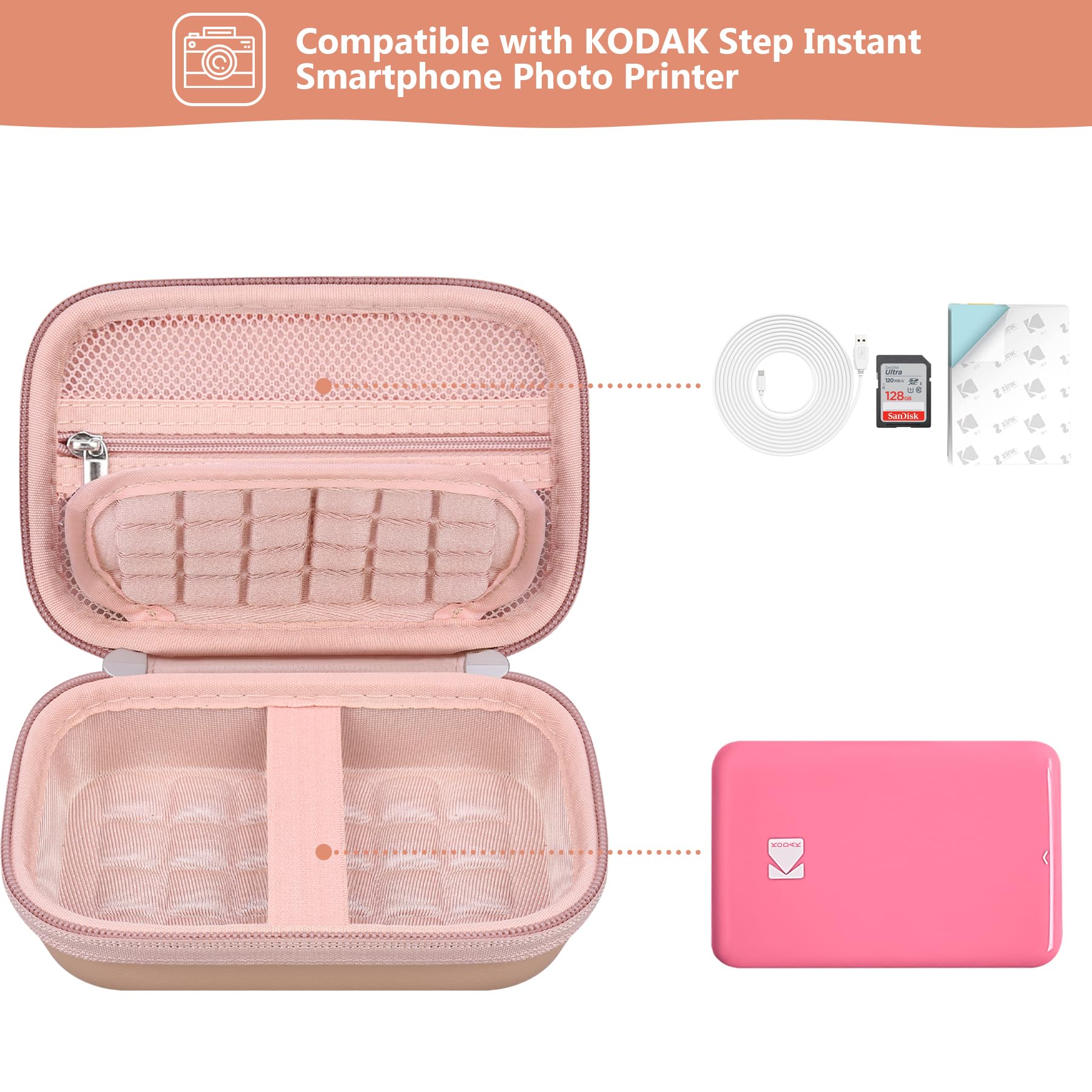 Supmay Hard Carrying Case for Kodak Step Color Instant Photo Printer/Kodak Barbie x Step Slim Wireless Instant Portable Photo Mobile Printer - Image 2