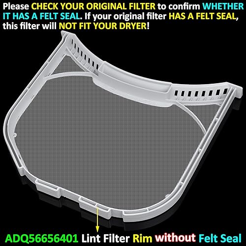 Miniatura 6 de Reemplazo de filtro de pelusa ADQ56656401 actualizado para secadoras LG y Kenmore, pantalla de pelusa (parte inferior con muescas), trampa de pelusa