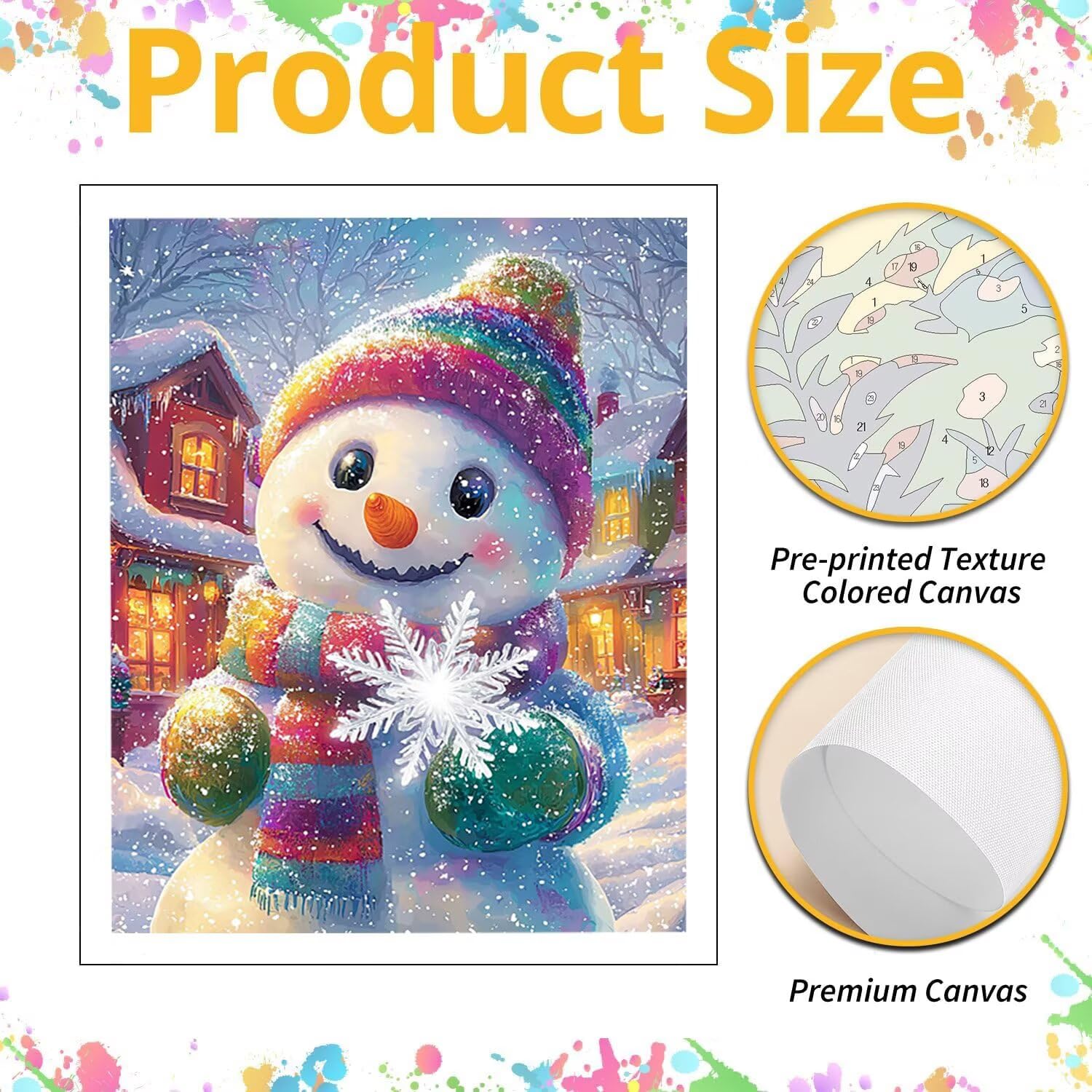 WEISHIWE Muñeco de nieve Pintar por Numeros Adultos, 60x80cm w-1033