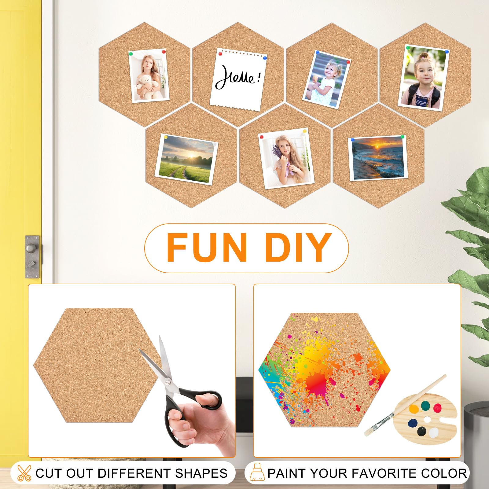 10 Pièces Panneau De Liège Hexagonal Comzantor - Tableaux Affichage Mural Autocollants Avec Punaises
