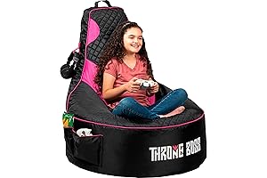 Black and Pink Floor Gaming Beanbag Chair for Kids