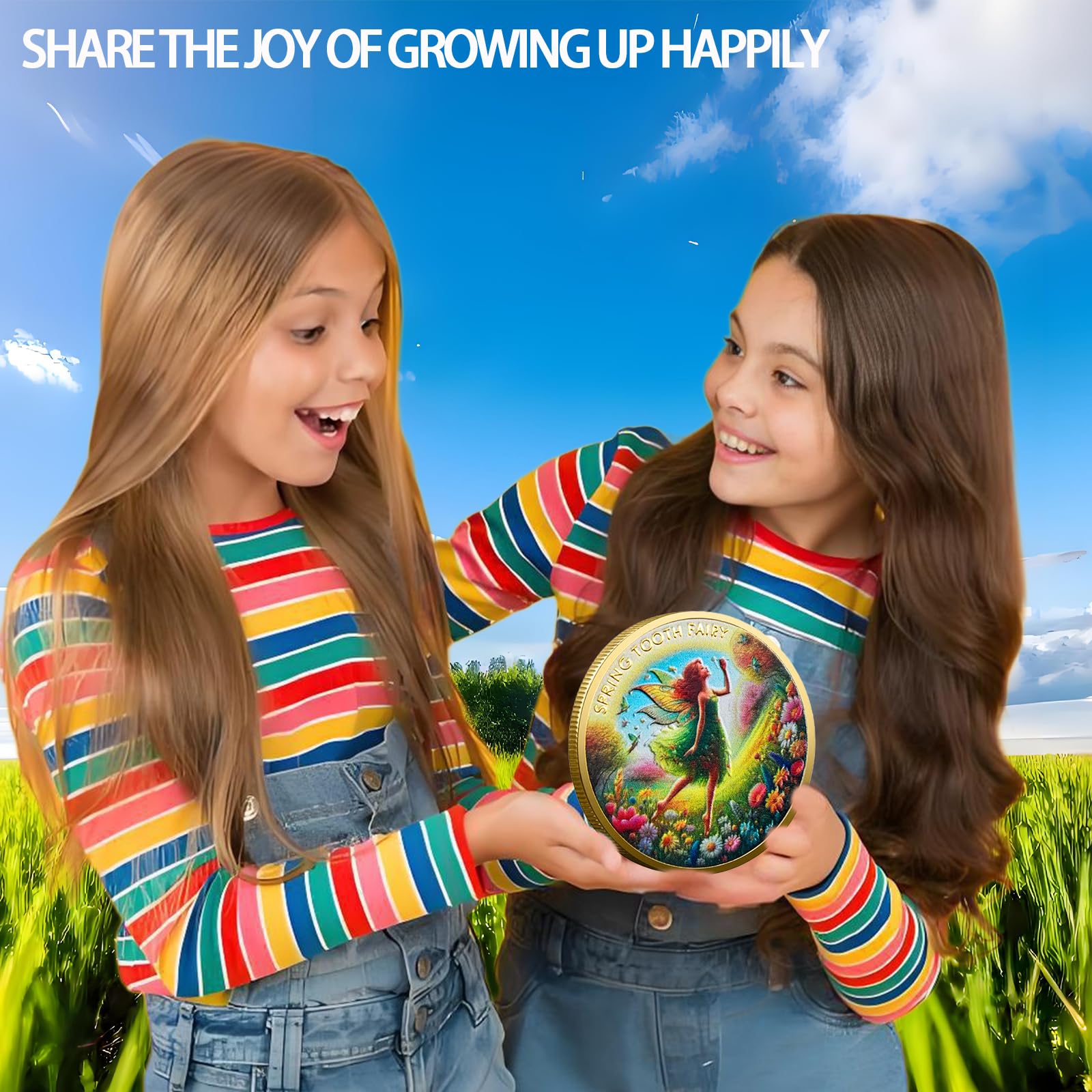 Children's Breast Teeth Medal Tooth Fairy Magic Coin Change Teeth Moonlight Pact Fear of Losing Teeth Shenanigans to Open The Child's First Growth Ceremony(2PCS)