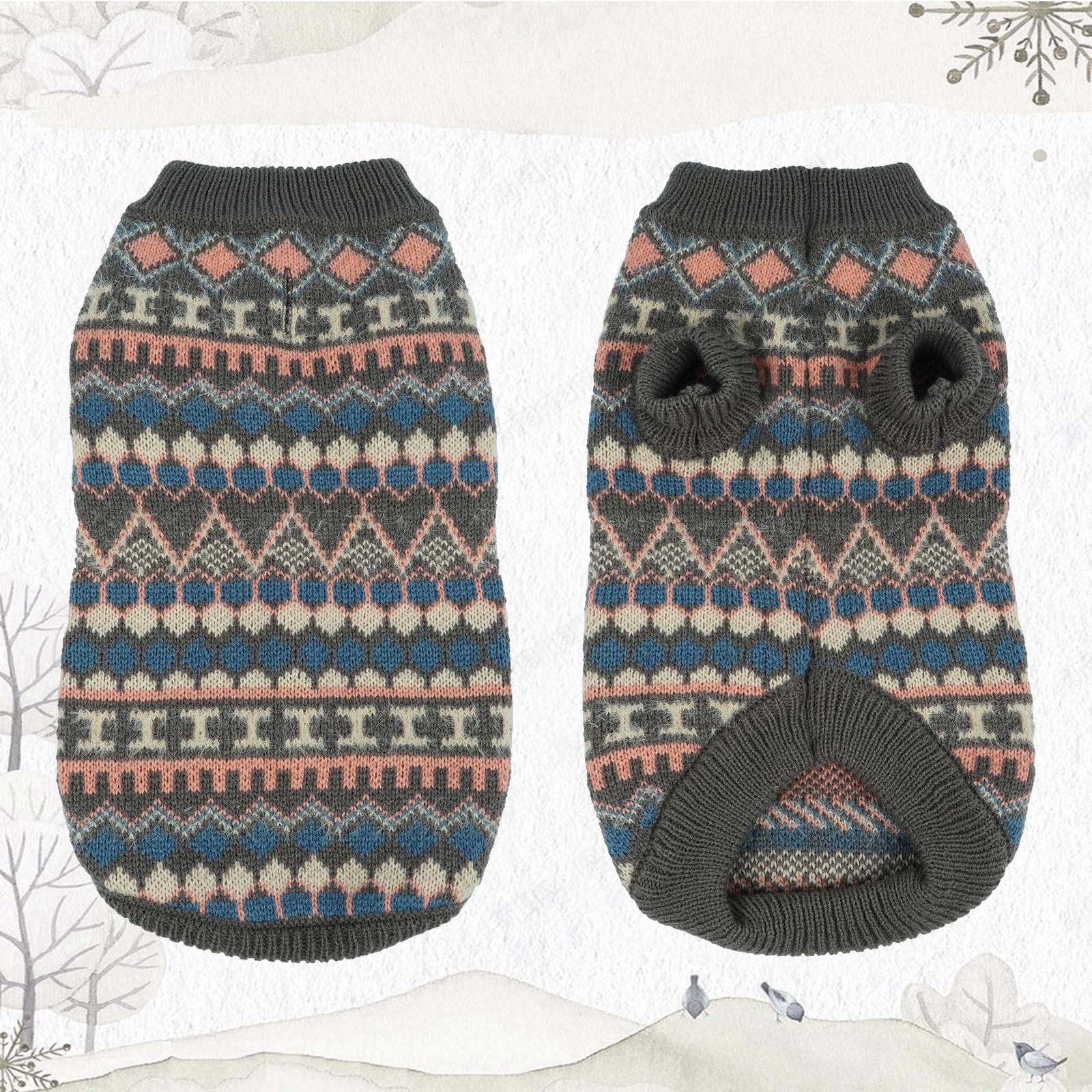 Hjumarayan Dog Jumper, Boho Dog Jumpers Small Medium Large, Knitted Christmas Sweater with Harness Hole - Image 3