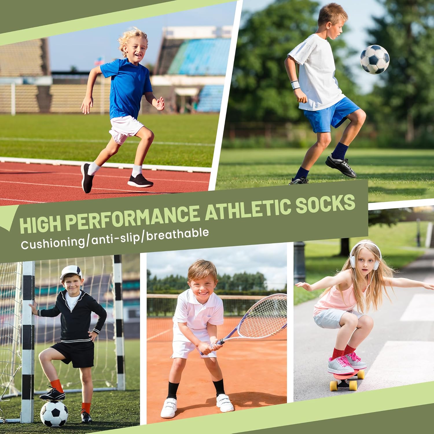 2/4 Pairs Kids Youth Grip Soccer Socks Cushioned Non Slip Athletic Sports Socks for Boys Girls Football Basketball - Image 7