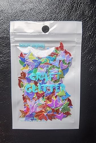 Miniatura 4 de Brillantina transparente de sirena de cola de pez de 0.394 in para manualidades de resina epoxi, suministros de limo - 0.35 onzas (multicolor)