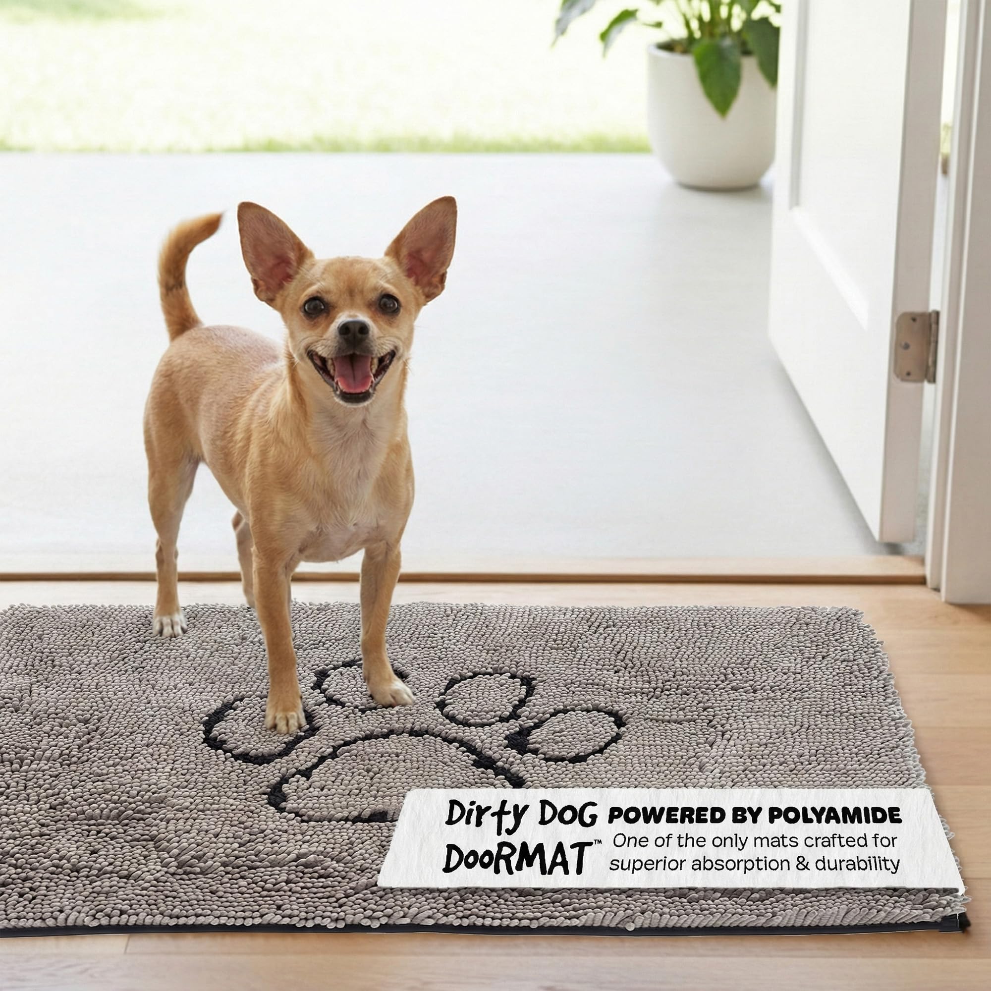 Dog Gone Smart Dirty Dog Microfiber Doormat, Super Absorbent, Machine Washable with Non-Slip Backing, Small, Grey