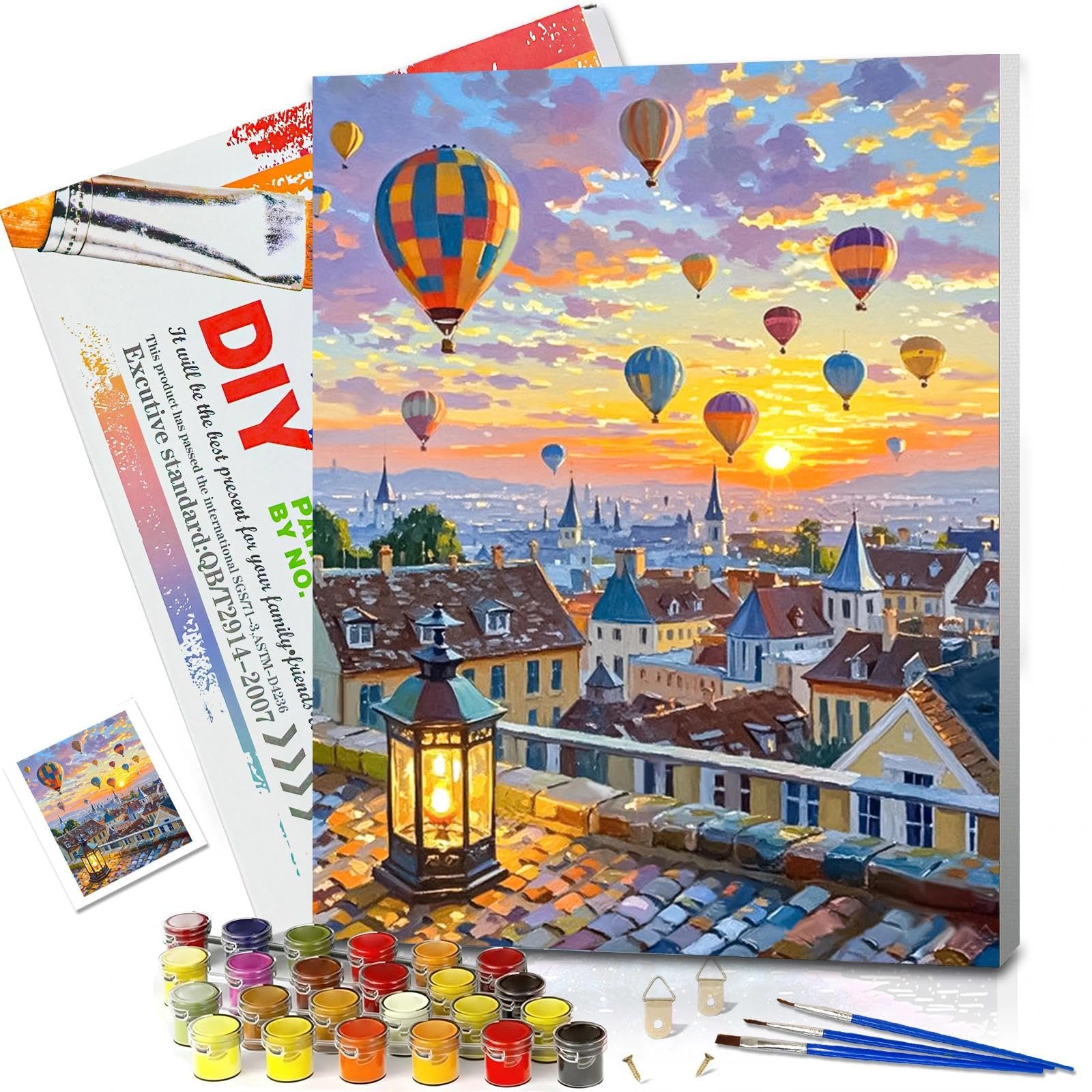 JATOK Paint by Numbers for Adults with Frame, Landscape Painting Kits for Beginners on Colored Canvas, Easy DIY Acrylic Pigment Drawing Paintwork for Home Wall Decor, 30x40CM/12x16in