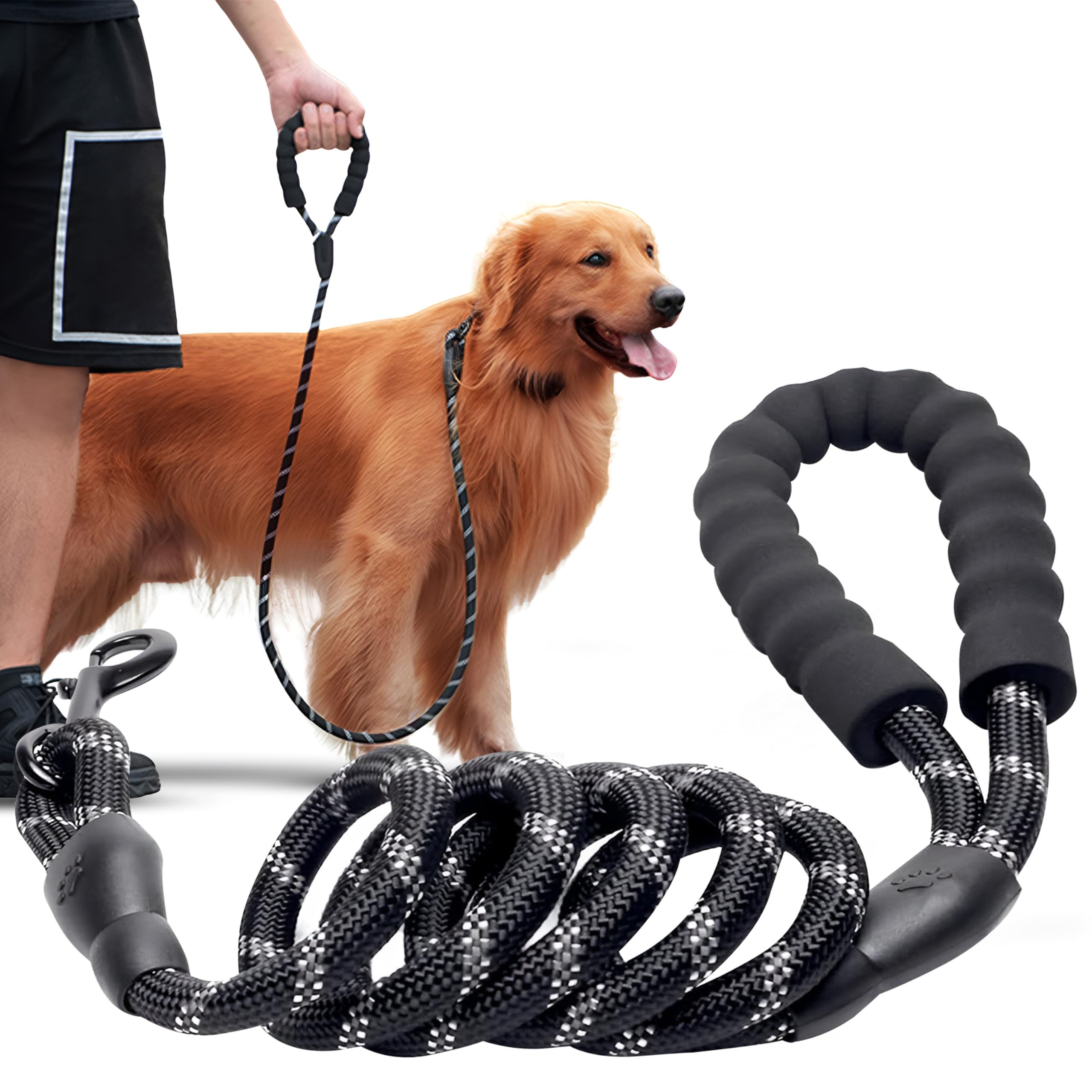 Buddywoof Correa para perros de 3 m, correa para perros grandes y medianos, correa de entrenamiento con agarre cómodo, resistente y duradera correa de nailon con hilos reflectantes por la fuerza de