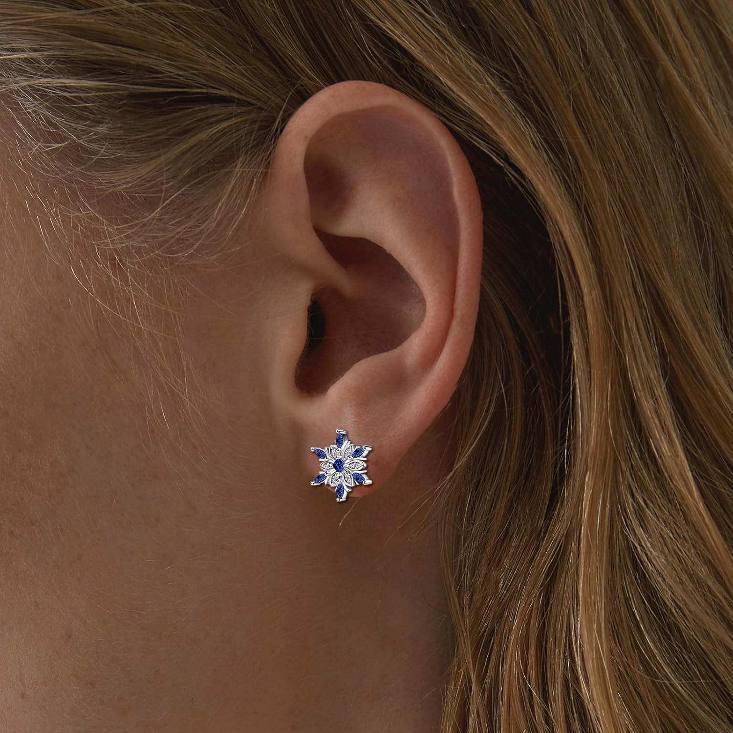 Sterling Silver Snowflake Earrings Studs Charms Hypoallergenic Fashion CZ Stud Jewelry Birthday Christmas Gift for Women - Image 5