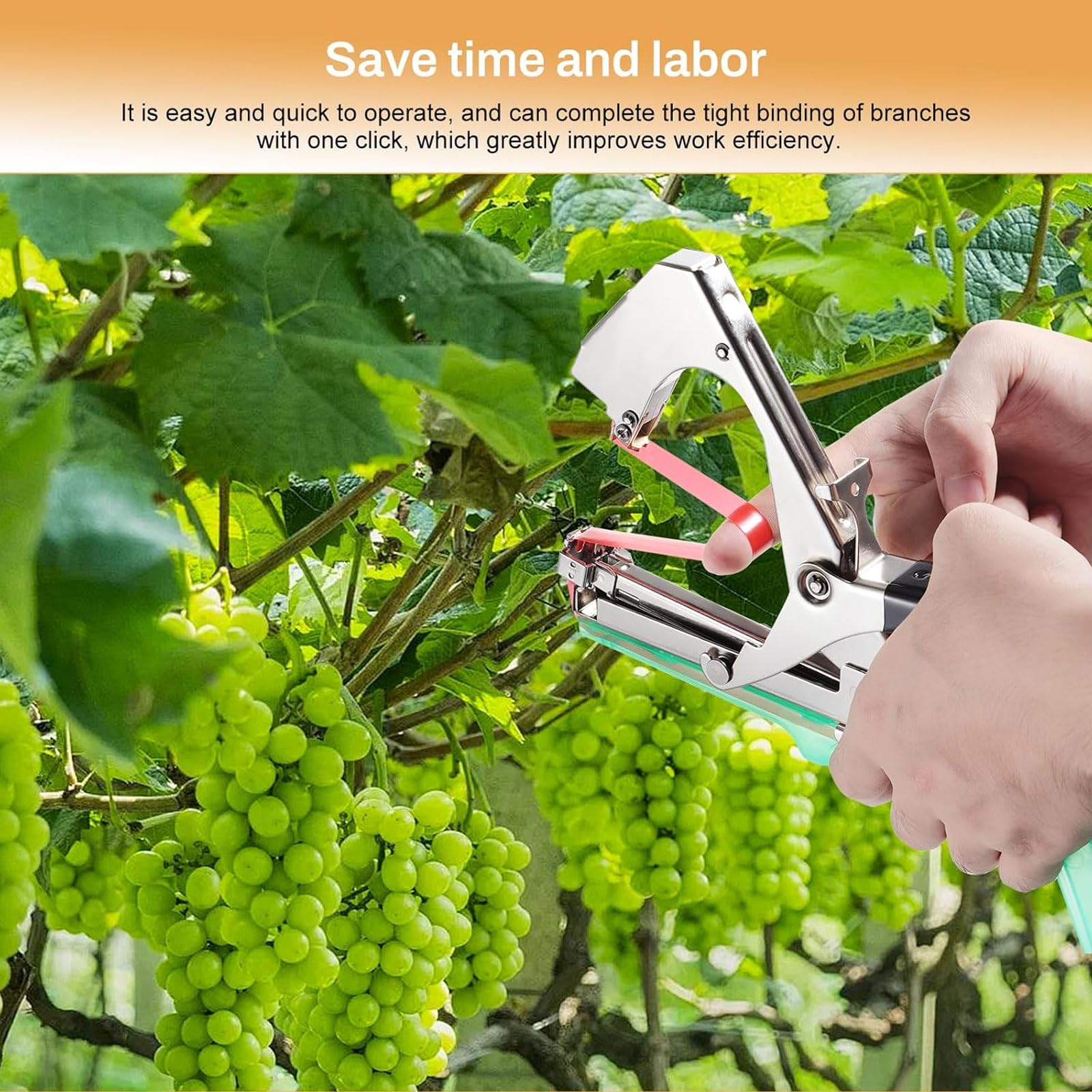 Outil manuel agricole pour attacher les plantes, 450 attaches/h, avec 10 rouleaux de ruban adhésif, technologie sans agrafes, pour plantes grimpantes, raisins, framboises, tomates, légumes grimpants