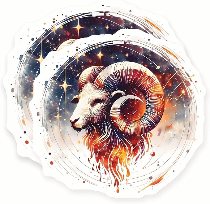 Aries Zodiac Stickers - Astrology Sign Decals - Ram Constellation Symbol - 2 Pack - 5