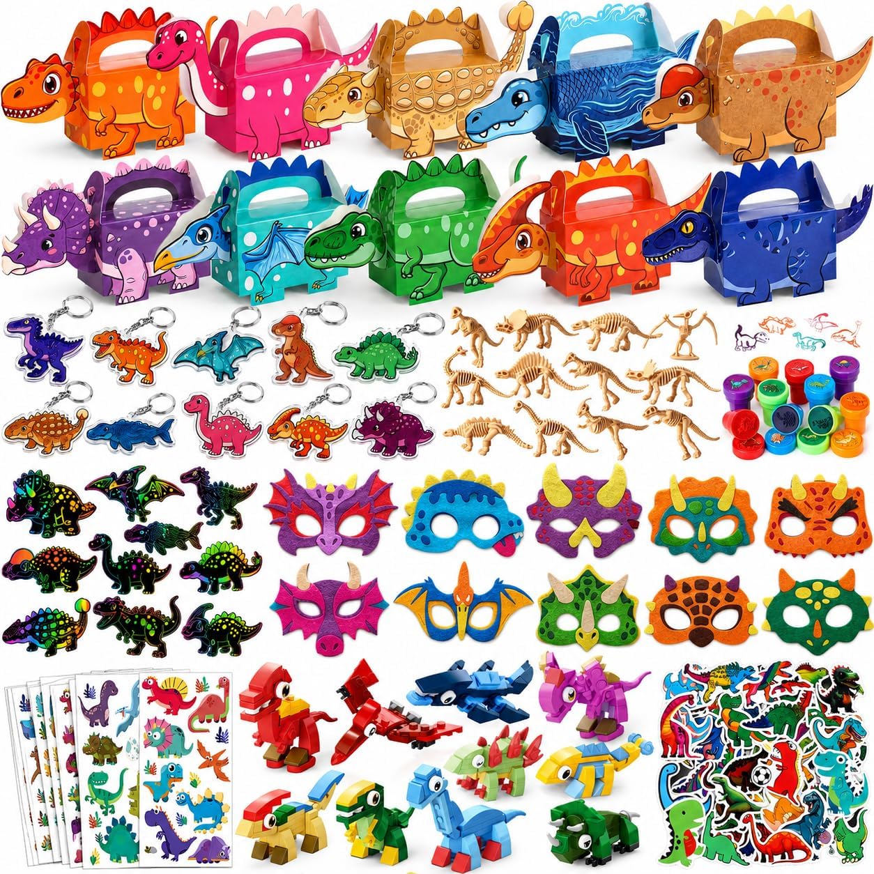 SNLN Dinosaur Party Favors for 10 Kids, Dino Birthday Goodie Bag Fillers